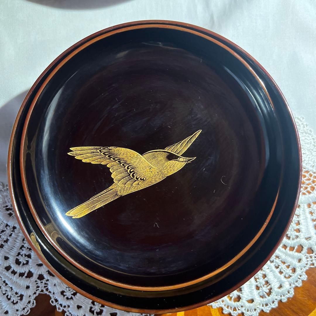 茶道 煎茶 年代物 漆器 沈金 梅に鶯 吸物椀 10客揃