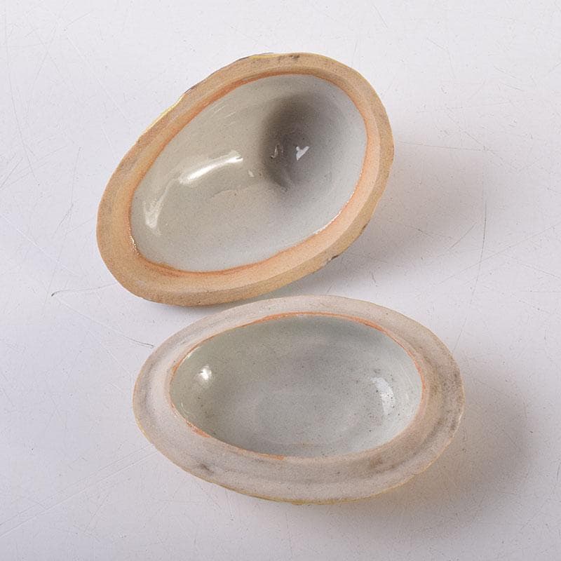 茶道具　平安竹泉造　黄交趾鳥　香合　共布共箱　V　R8622