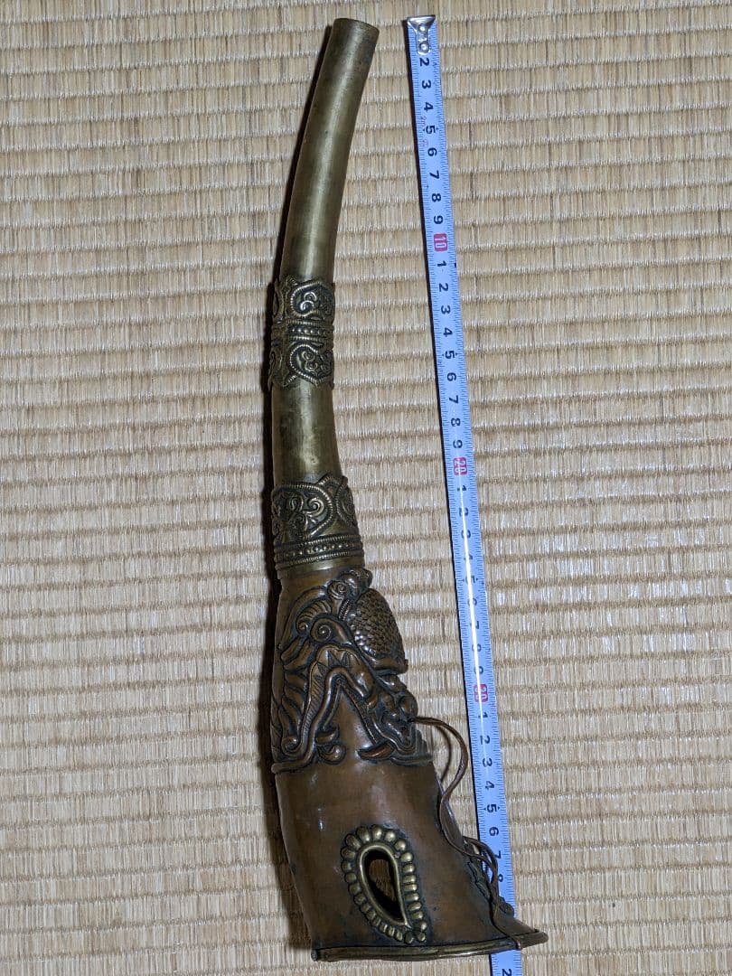 ♦中国 清時代末 古美術 古楽器 唐金 龍文 喇叭 コレクション 骨董品