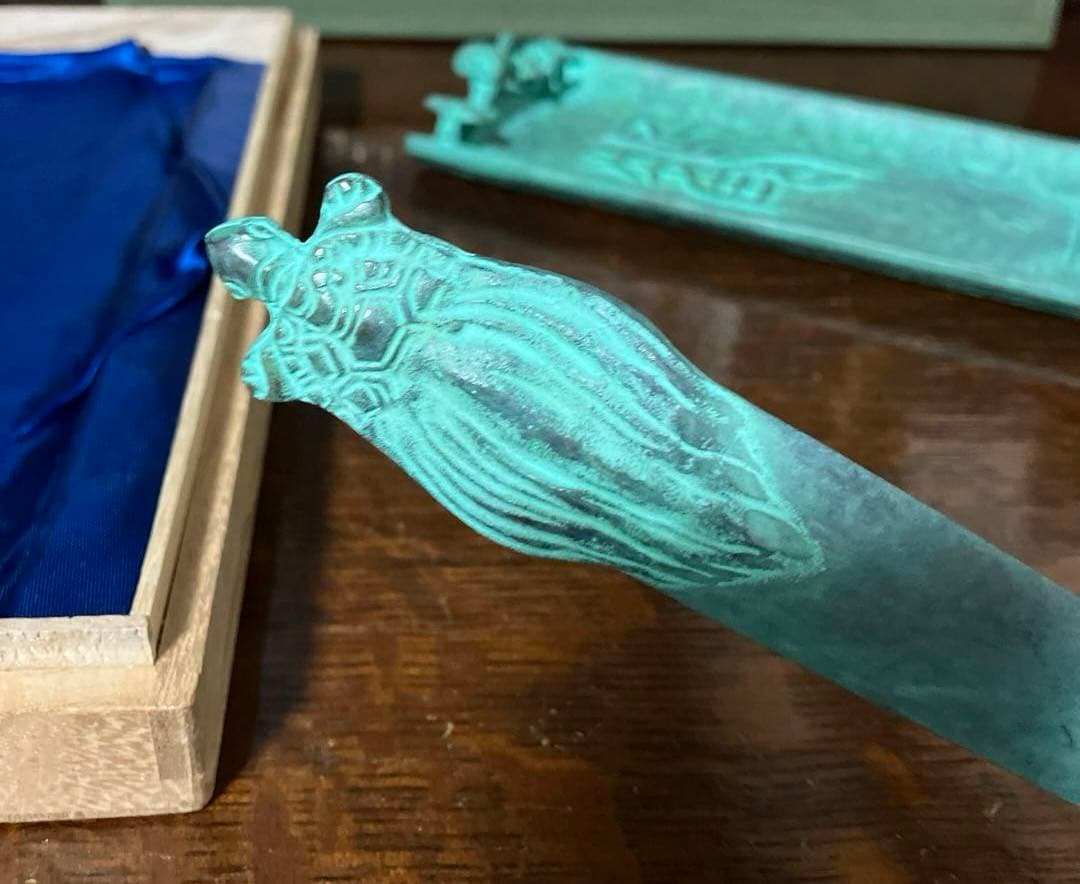 須賀月真　鶴文字筆置き　ペーパーナイフ