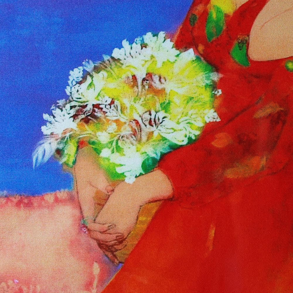 田村能里子 ファンケル銀座展示作 シルクプリント 女神の壁画 額付