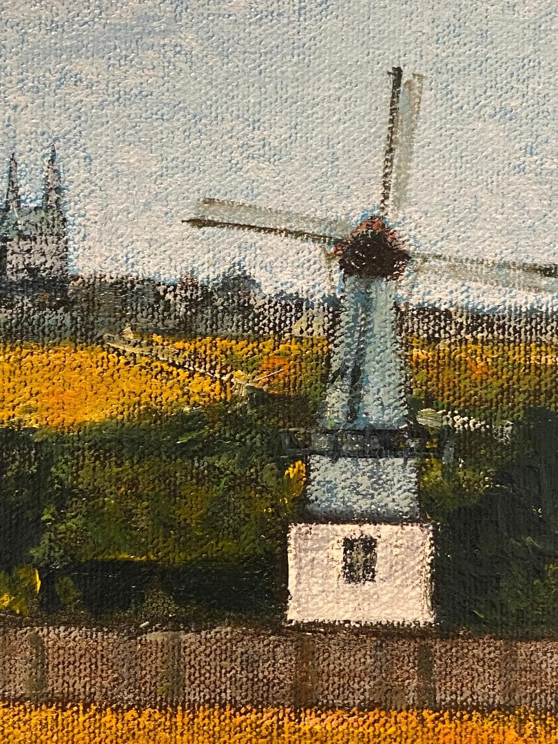 「真作」中山爾郎「シャルトル 麦秋」風景画　油彩画　額装　サイン有り　F6号