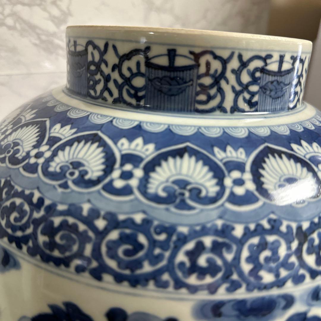 沈香壺、藍柿右衛門、染め付け、牡丹鳳凰図、