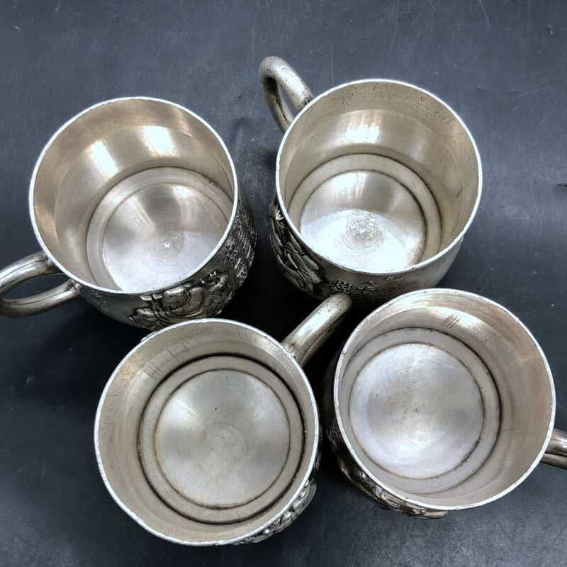 銅 細工 レリーフ八仙杯 ティーカップ 茶道具装飾品 工芸品 美術品 置物
