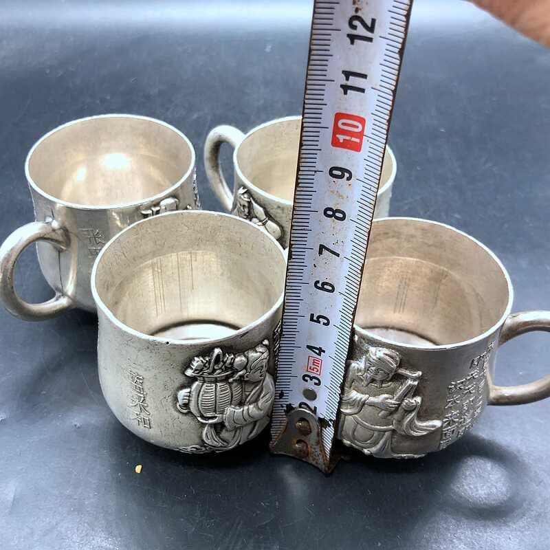 銅 細工 レリーフ八仙杯 ティーカップ 茶道具装飾品 工芸品 美術品 置物