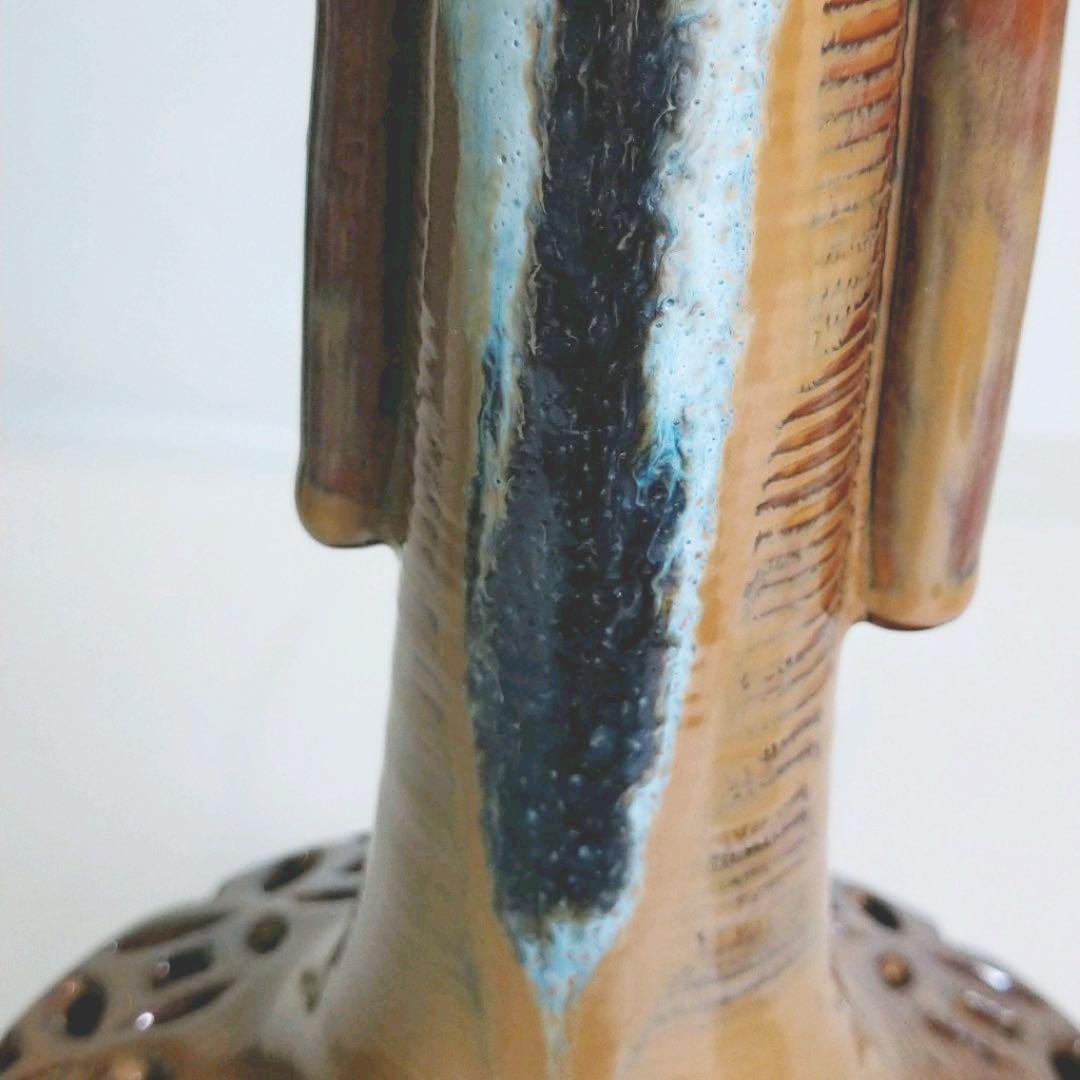 【茶道具】十五代 亀井味楽作　高取焼　七宝透花入