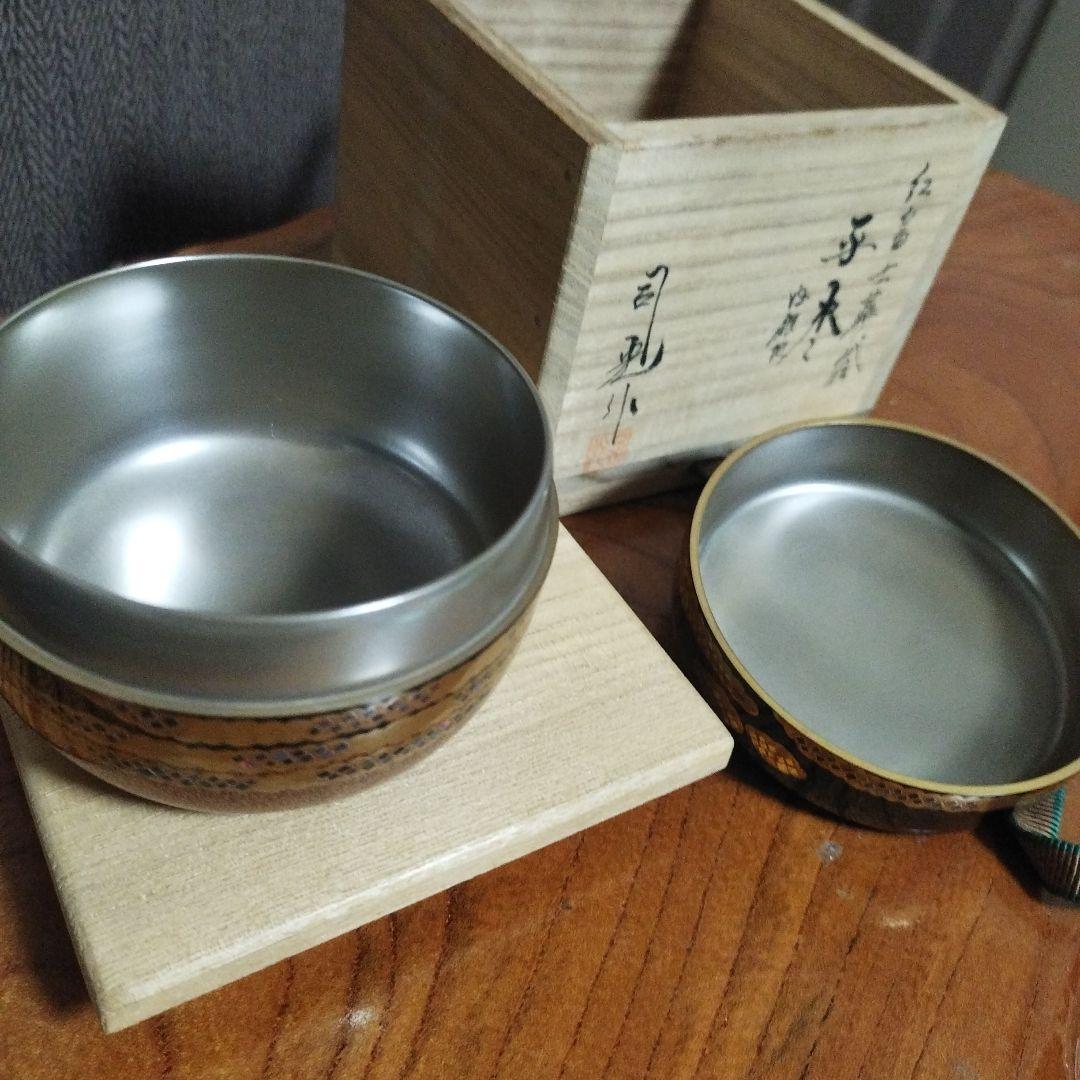 茶道具 　紅富士蒔絵　銀　在銘