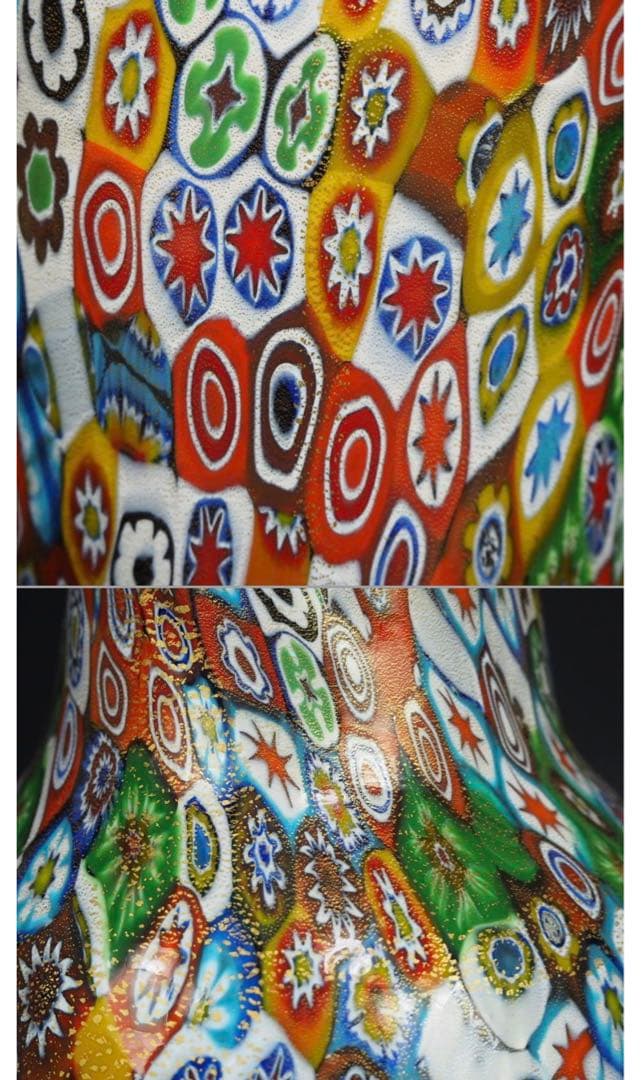 送料無料　イタリアムラーノガラス花瓶　作家在銘　完品無傷木箱付