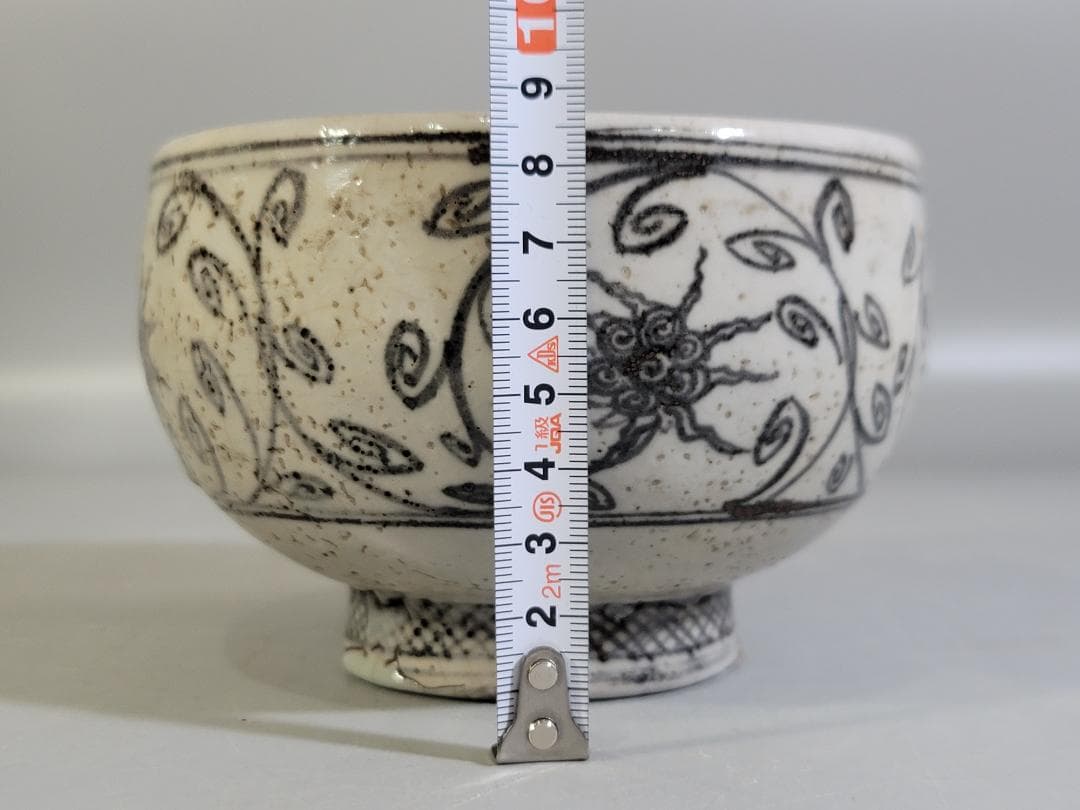 茶道具 元賓焼 纏枝蓮花紋 茶碗 古美術 DT416