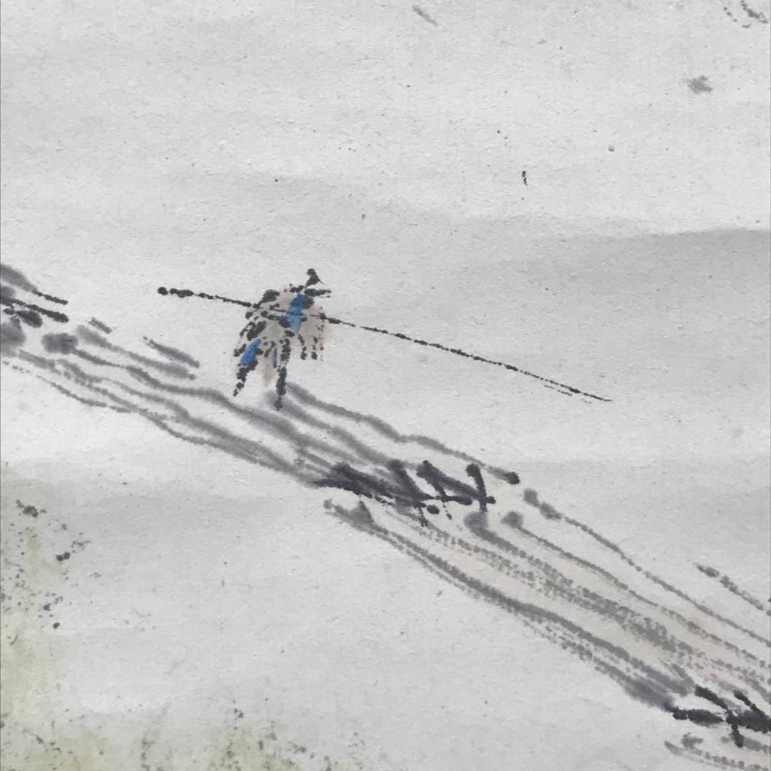 【真作】平井楳仙/嵐峡春色図/山水図/嵐山図/掛軸/名家伝来/AC-36