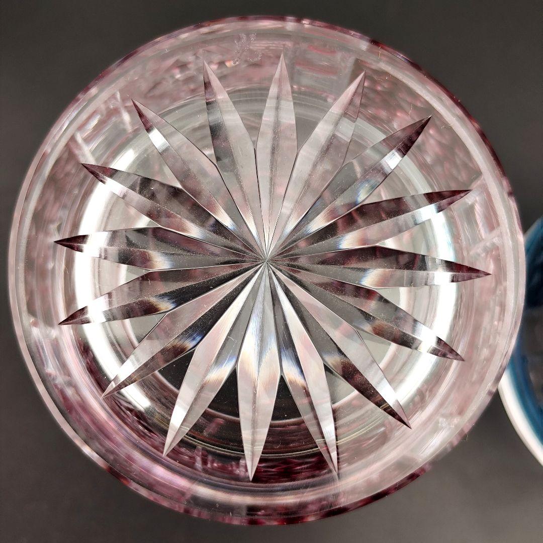 【極希少】復刻薩摩切子 第一人者 阪本光男 作 ペアロックグラス 刻印あり