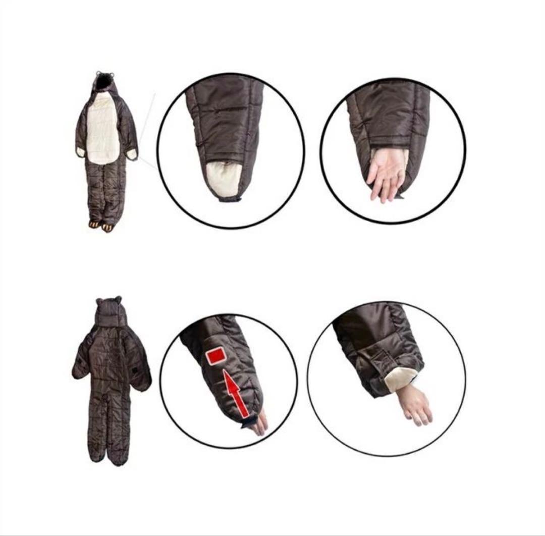 【歩ける寝袋】人型シュラフ L 熊 着る寝袋 防寒 撥水 車中泊 防災 極暖