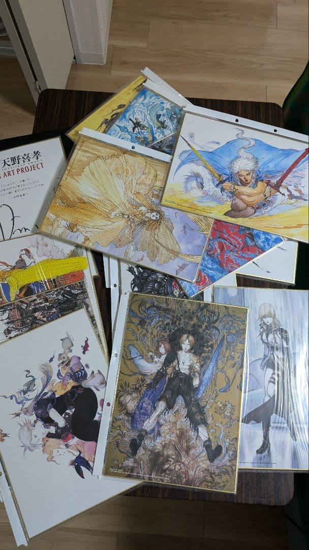 天野喜孝 サイン + 13 イラスト + クリアファイル ホルダー