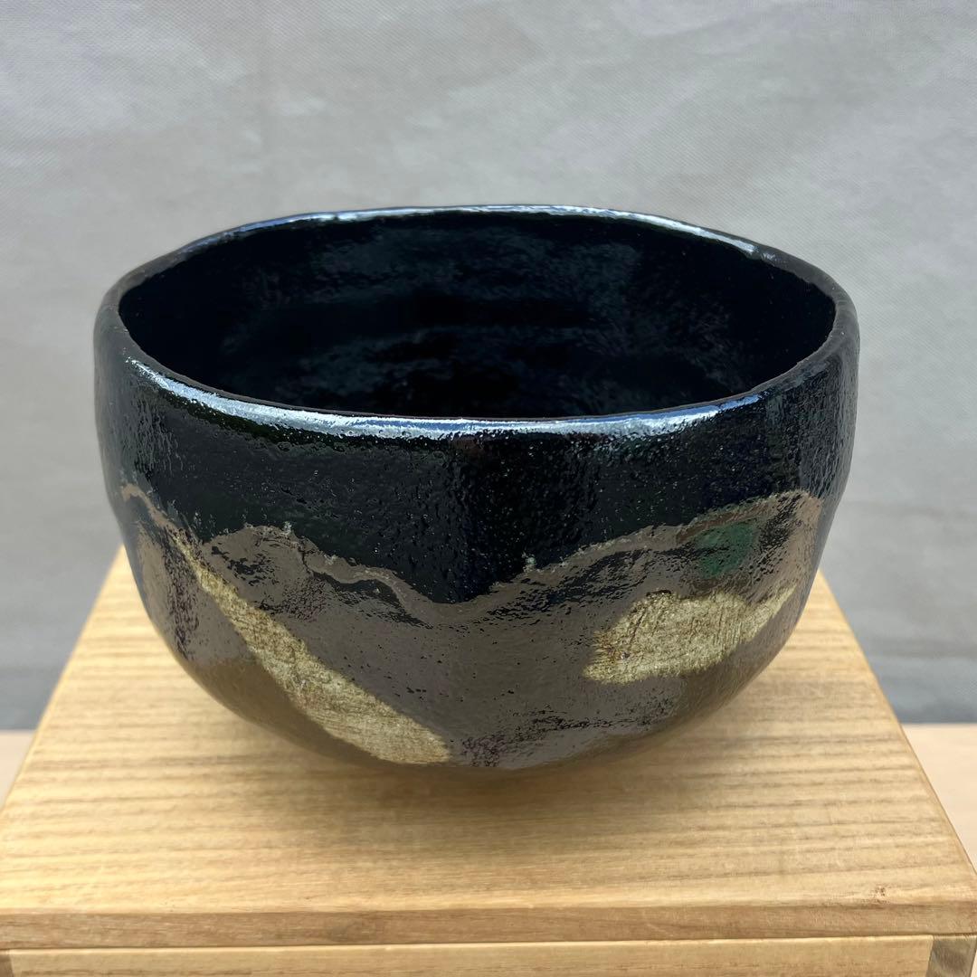 服部幸楽造 のんこう作 千鳥写 黒楽茶碗 細合喝堂書付 共箱