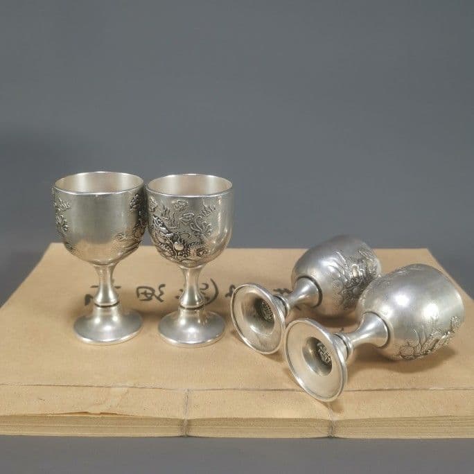 銅 細工 彫刻龍紋杯 装飾品 現代工芸品 美術品 置物