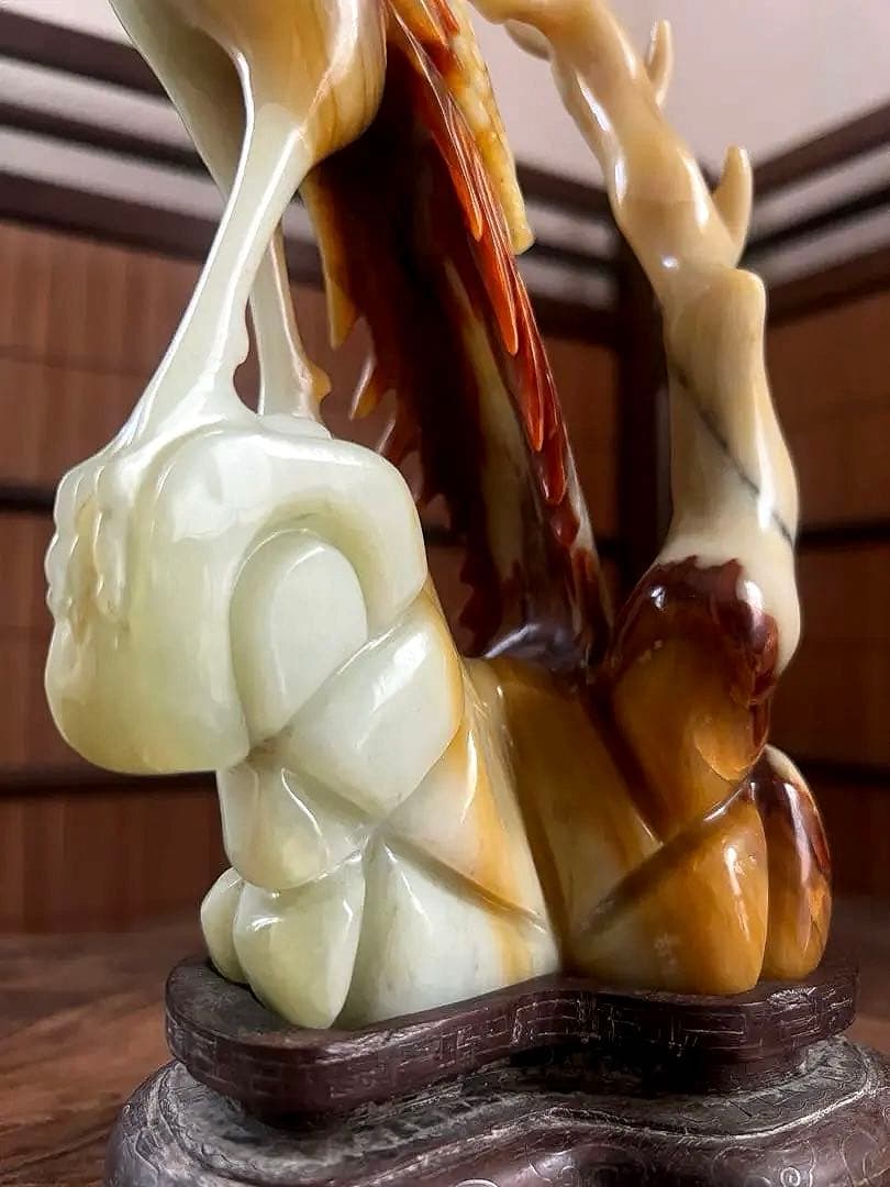 古翡翠 緑砡石 瑪瑙 鳳凰 象嵌台座