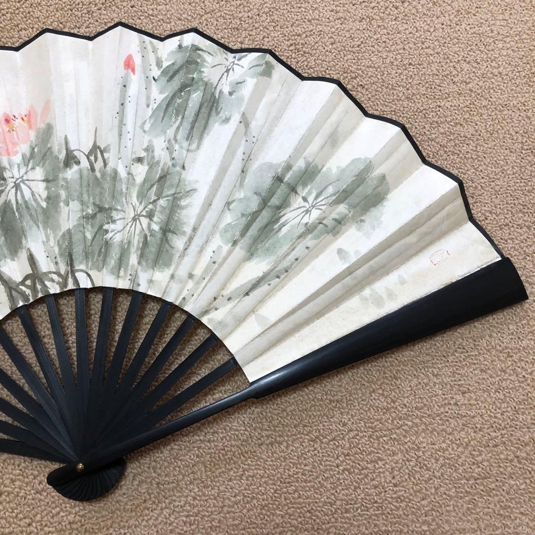 旧家蔵出　扇子　清国　名家　豫生 「清風朝月」 扇面絵 肉筆保証　古美術 水墨画