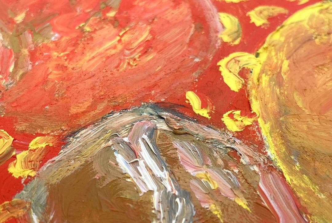 甲斐仁代「静物」ハガキ 油彩画 絵画 共シール 深沢紅子鑑定シール 額装