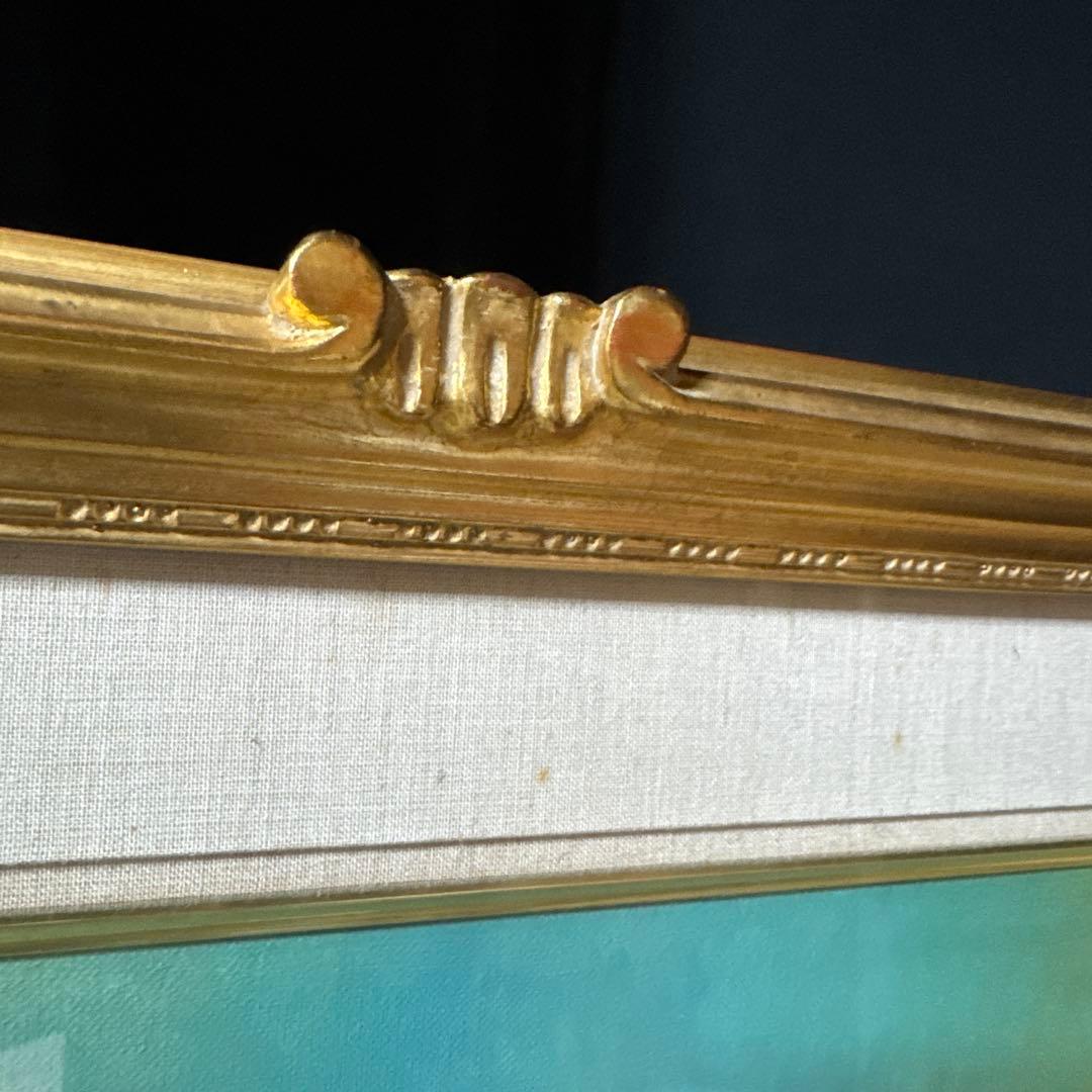 水口新一　直筆サイン入り　『穂高連峰』　F6号　油彩　額縁　ガラス