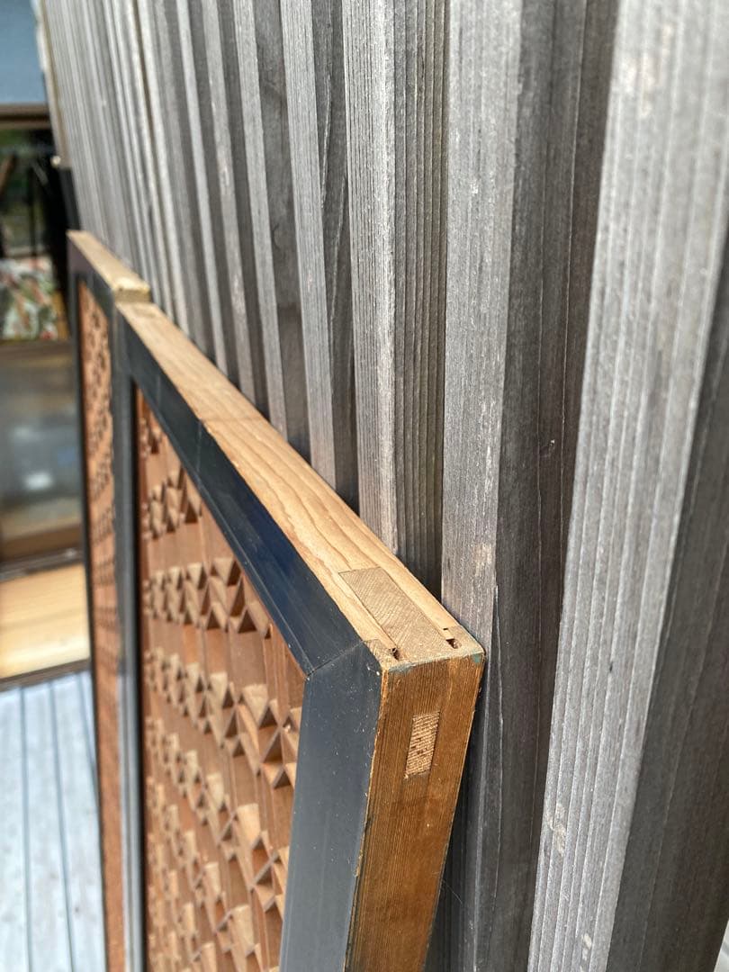 欄間　2枚セット　すりガラス付き　アンティーク　古民家