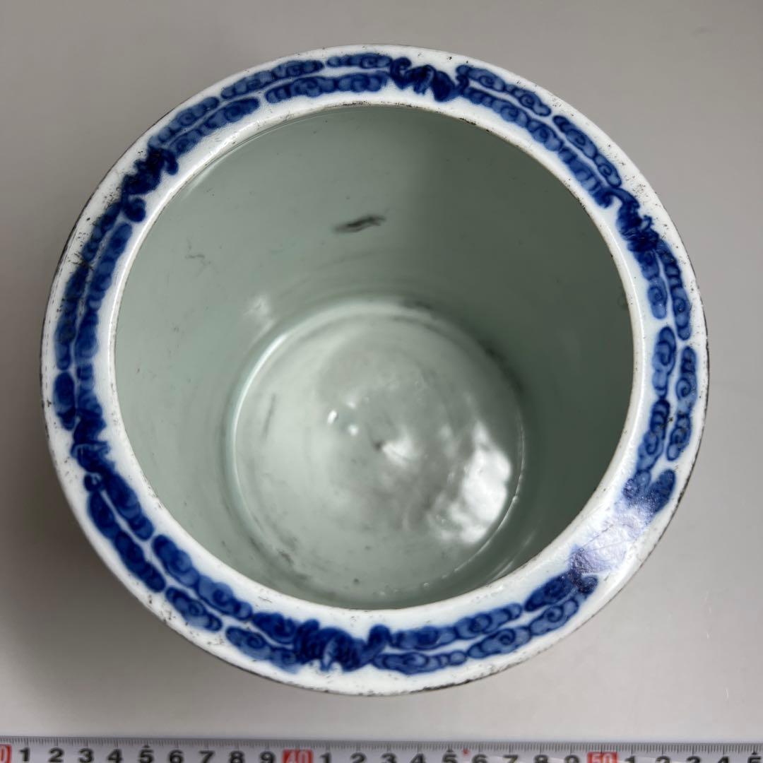 中国清時代　大清雍正年製　青花筆筒　高さ14㎝　東Y7-1003⭐︎2Fタサオ