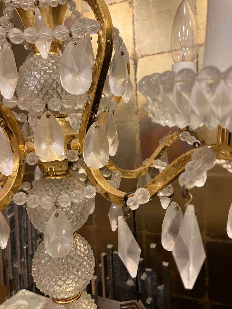 クリスタルシャンデリアテーブルランプ　アンティーク