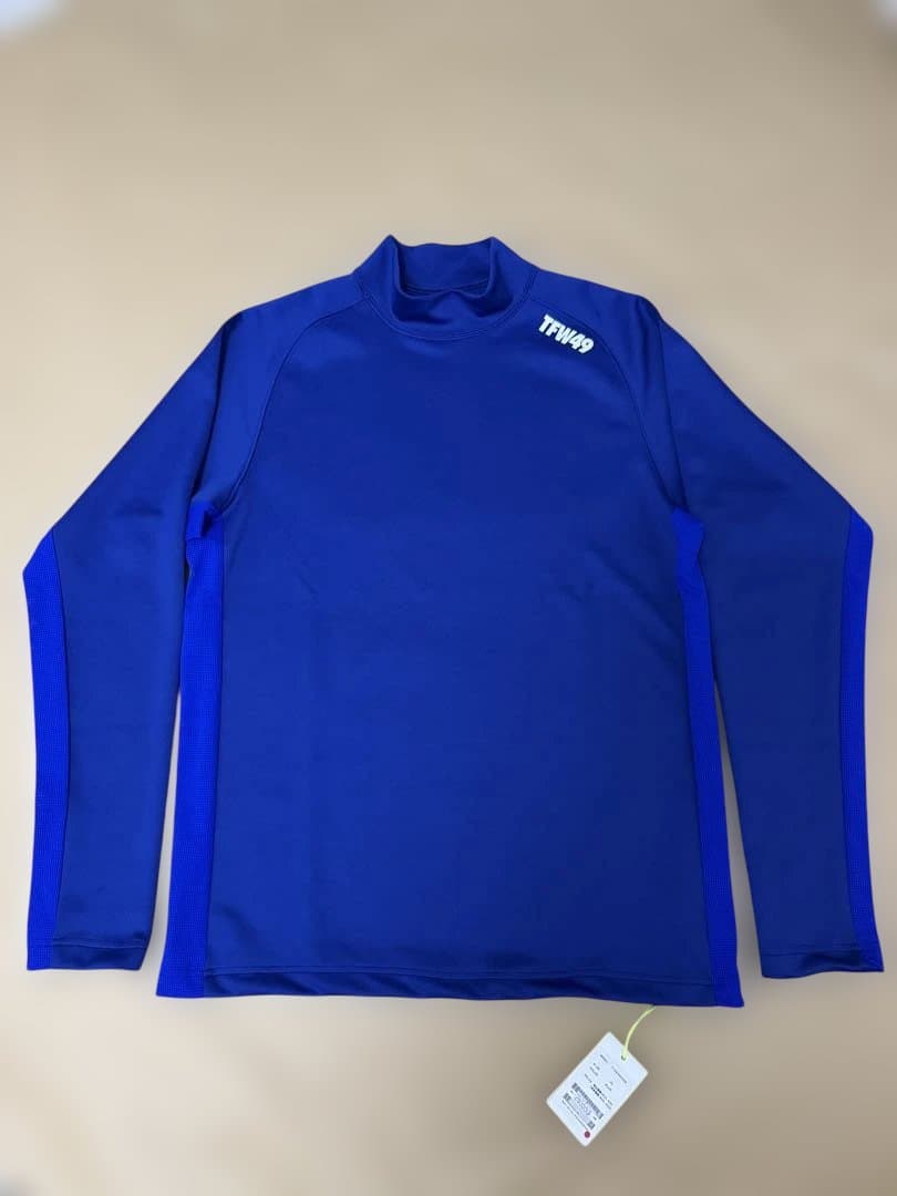 TFW49 ハイネック青シャツ　サイズXL