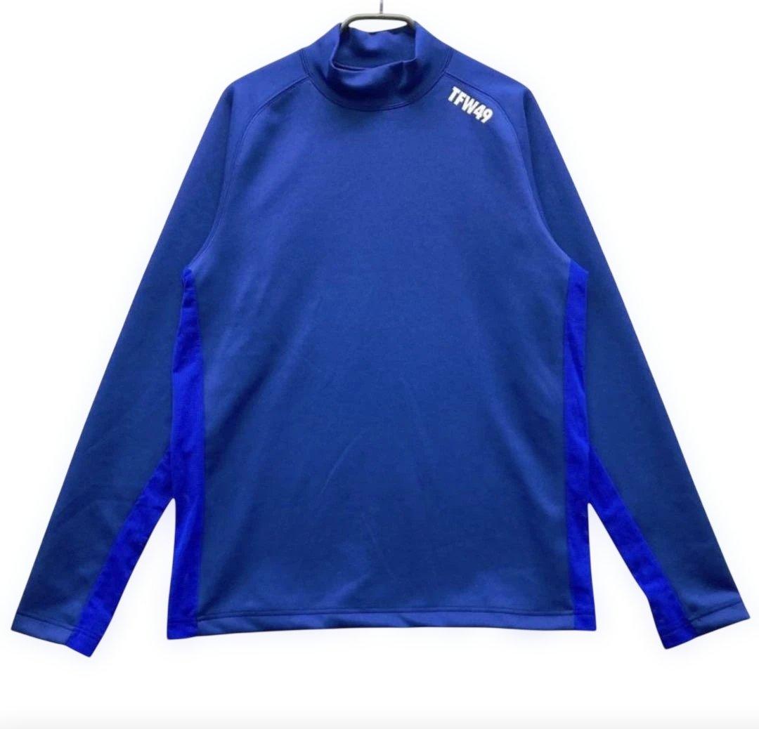 TFW49 ハイネック青シャツ　サイズXL