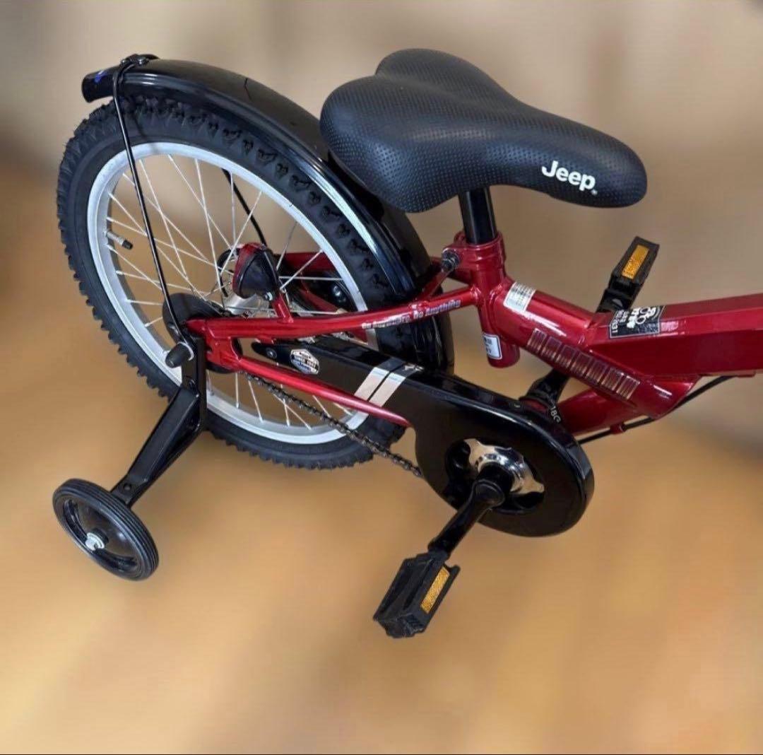 【極美品】Jeep 子供用自転車 16インチ 赤 前カゴ付き 補助輪付き