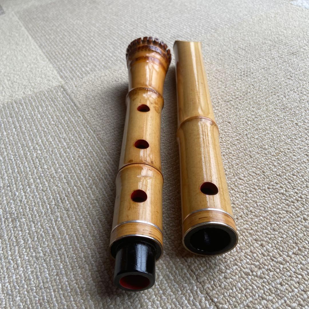 208 ⭐️尺八眞山銘　一尺ハ寸管　眞山銘三印最高級品