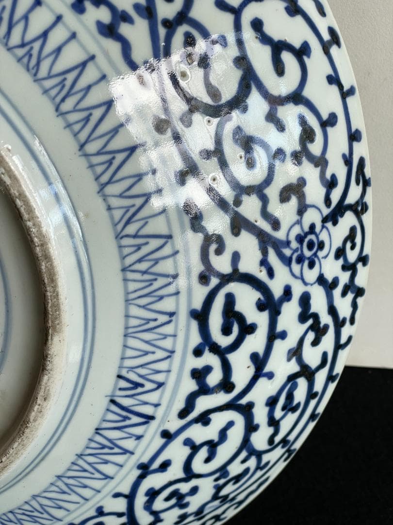 極上 古伊万里 大皿 金蘭手 江戸期 唐獅子 牡丹図 七宝文 紗綾形風 飾皿