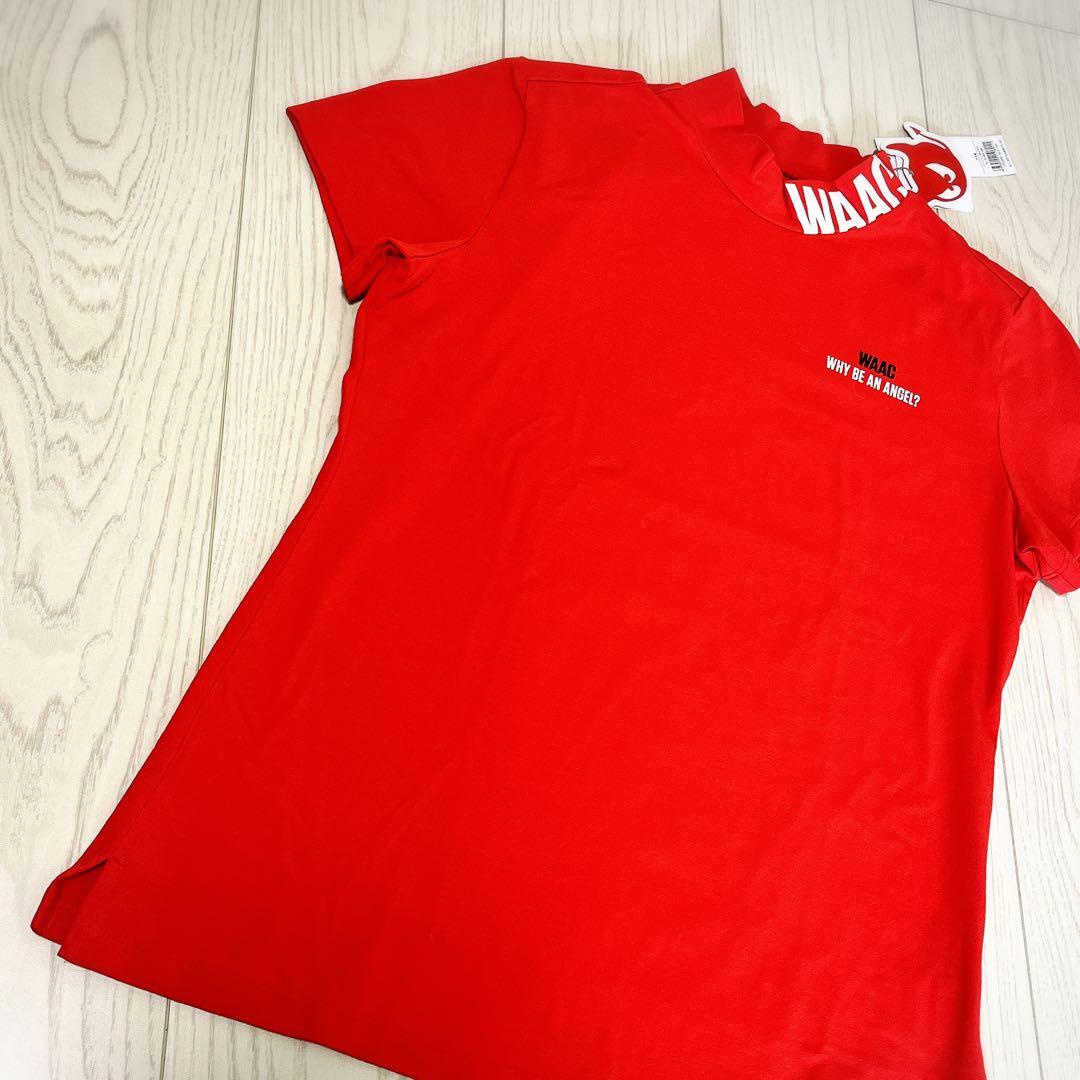 ☆未使用タグ付き☆ WAAC 半袖ネックシャツ 赤　ゴルフ　L