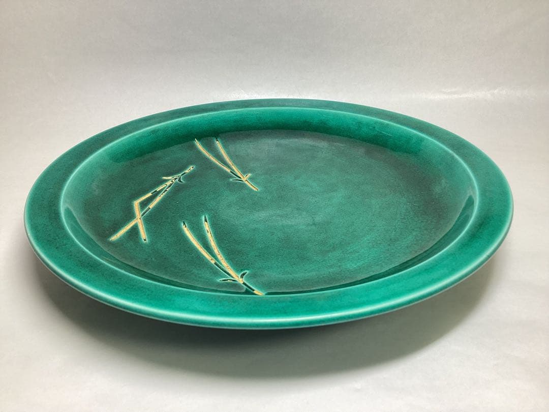 茶道具 古物品 菓子皿 交趾 松葉 永楽善五郎（即全）木箱入