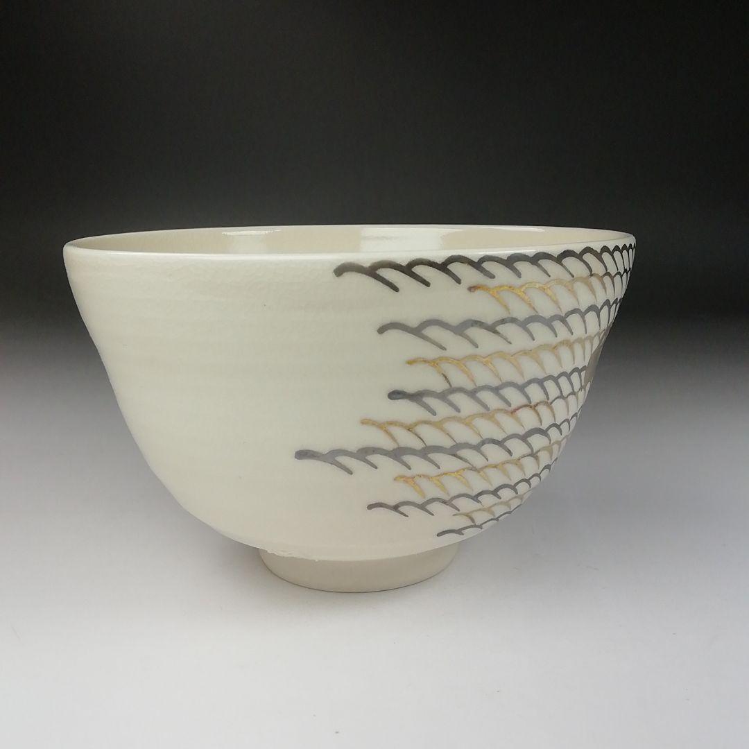 Ｔ３２０　茶碗　『御題　水』『平安　手塚桐鳳 造』　共箱　抹茶碗　茶道具