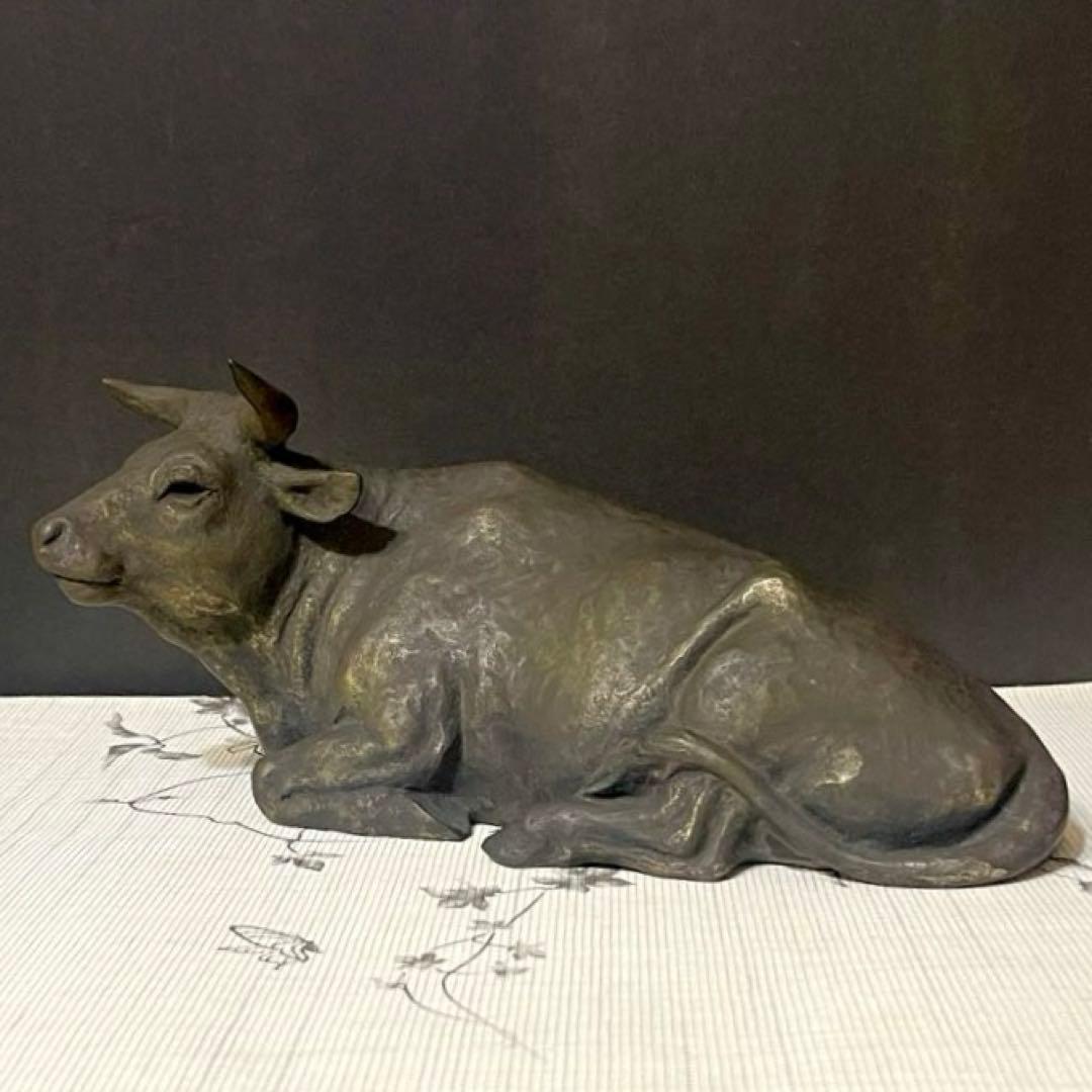 アンティーク　古銅製　牛の置物