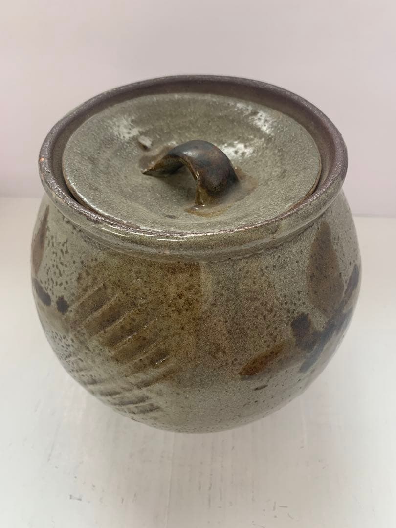 濱田庄司　文打鉄絵水指　送料込み