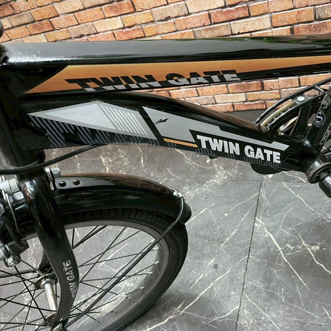 【81】子供用自転車 子供車 TWIN GATE ブラック 20インチ 変速付き