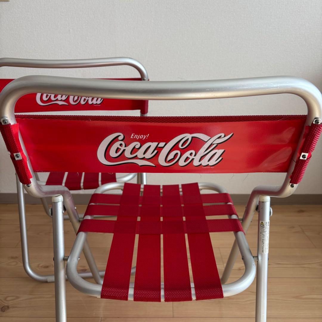 コカコーラ　 折りたたみチェア 赤　パイプイス　ヴィンテージ　3脚セッ