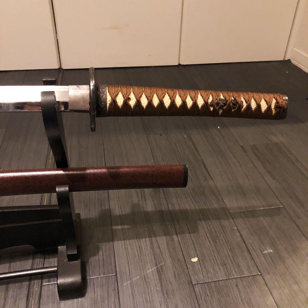 高級模造刀　高級居合刀　太刀　　本研波刃　亜鉛合金　茶拵え