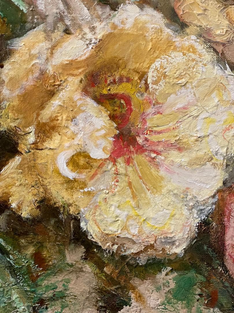 「真作」辻司「牡丹と花嫁」風景画　油彩画　額装　サイン有り　F15号