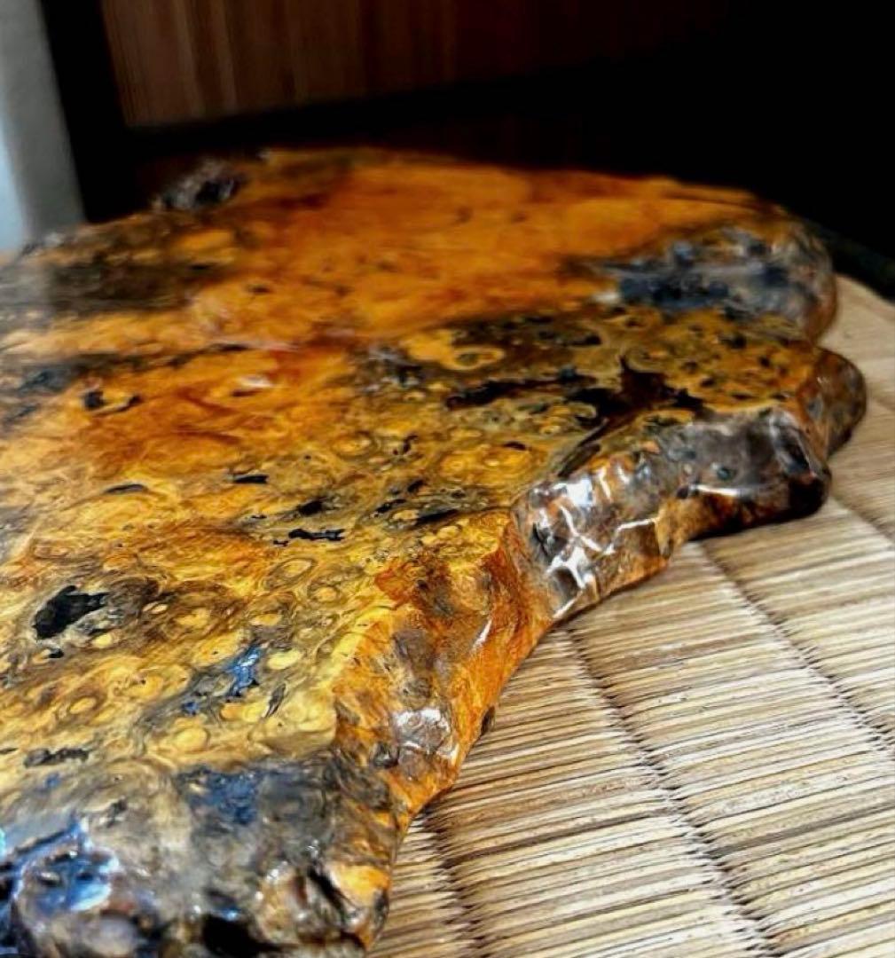 天然時代木 花梨 玉杢 瘤 花台 香台 盆栽台 平台 約42㎝