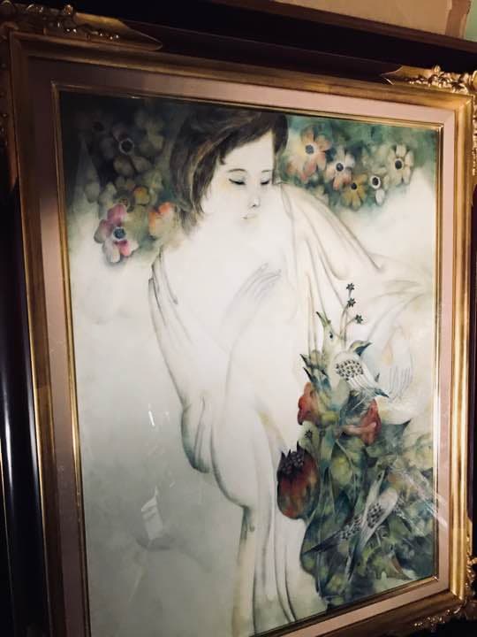 吉田正雄先生の油絵、たわむれ、アンティーク