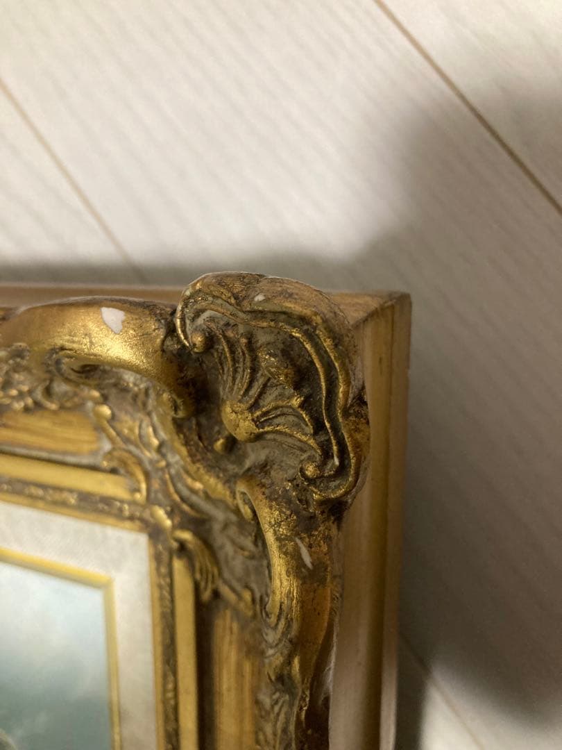 ゴールド額縁　風景画　油絵　山　自然