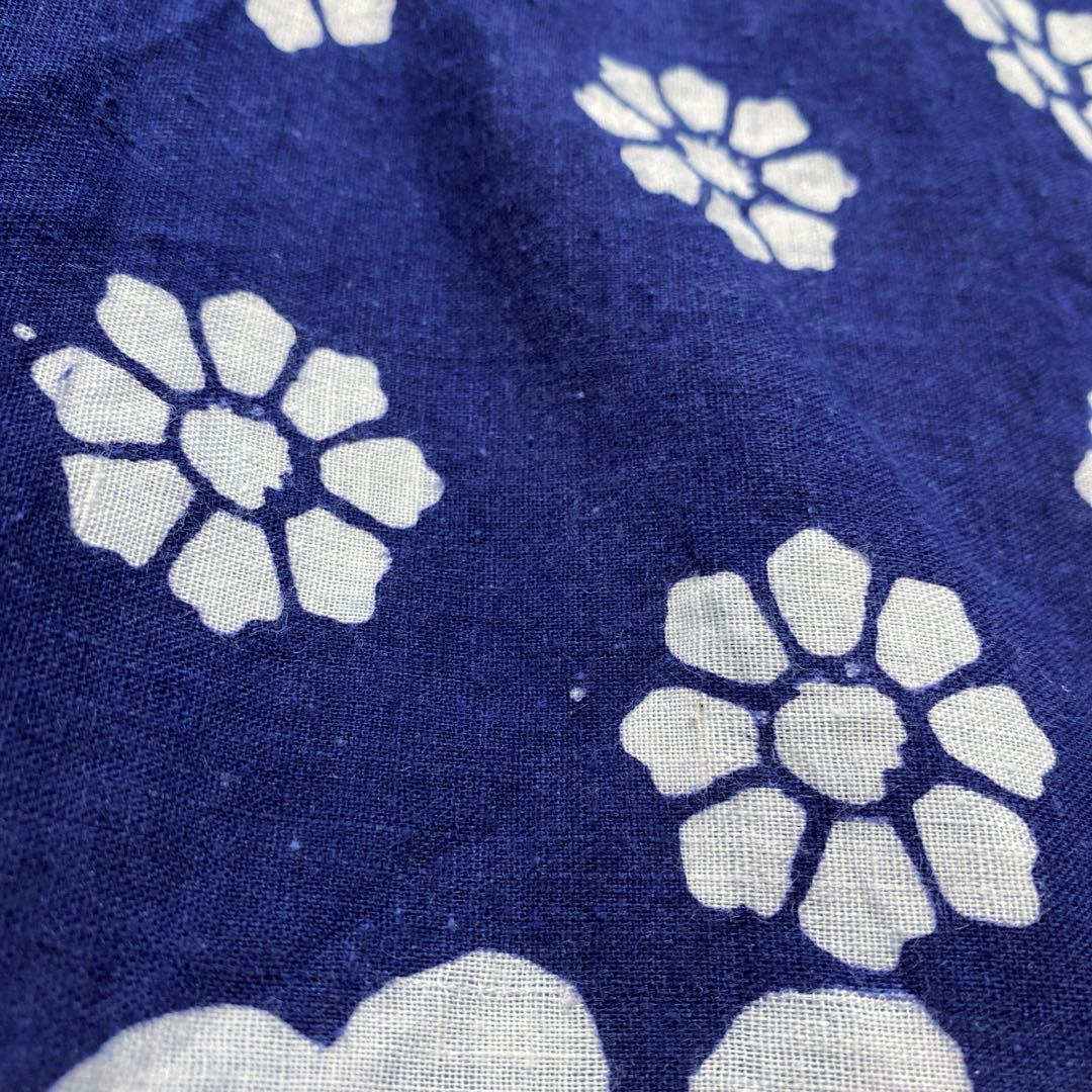 1970年代昭和レトロアンティーク紺花柄フレアスカートコットン巻きスカート 浴衣