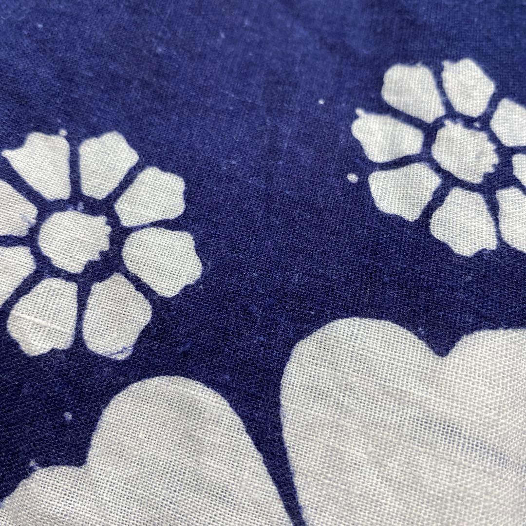 1970年代昭和レトロアンティーク紺花柄フレアスカートコットン巻きスカート 浴衣