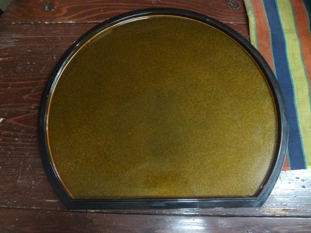 漆器膳１０枚セット　両面半月黄褐色塗 裏朱塗 40cm 会席膳 お盆