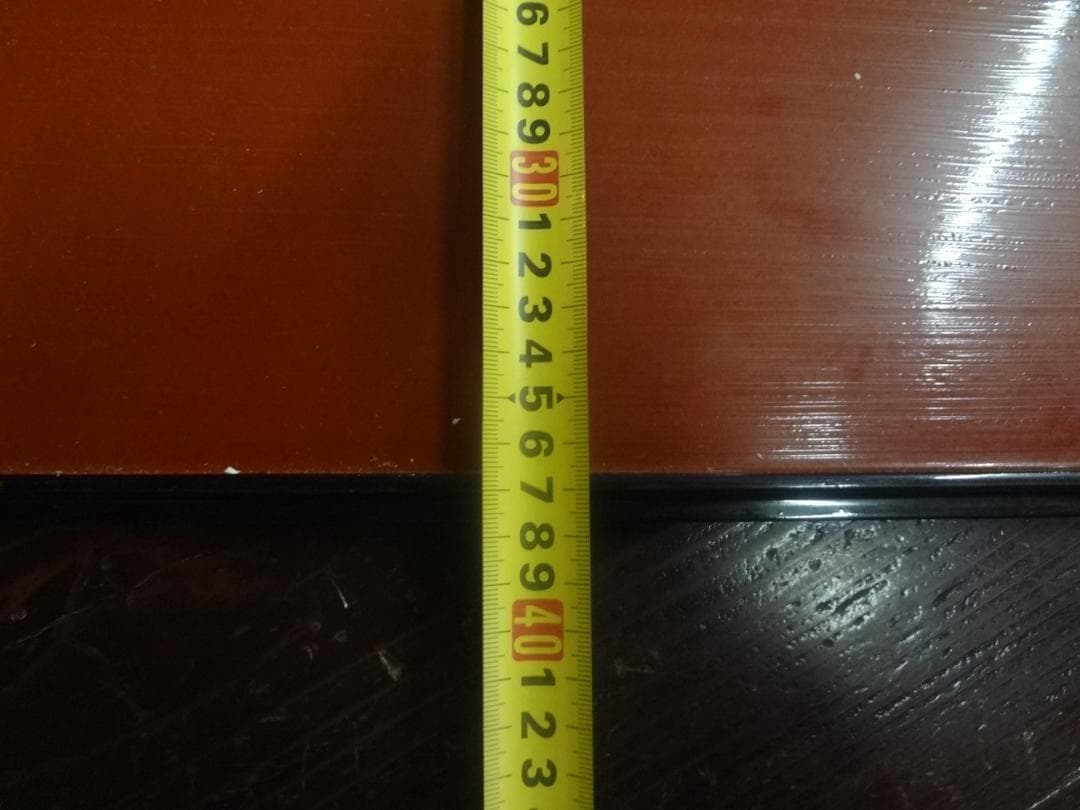 漆器膳１０枚セット　両面半月黄褐色塗 裏朱塗 40cm 会席膳 お盆