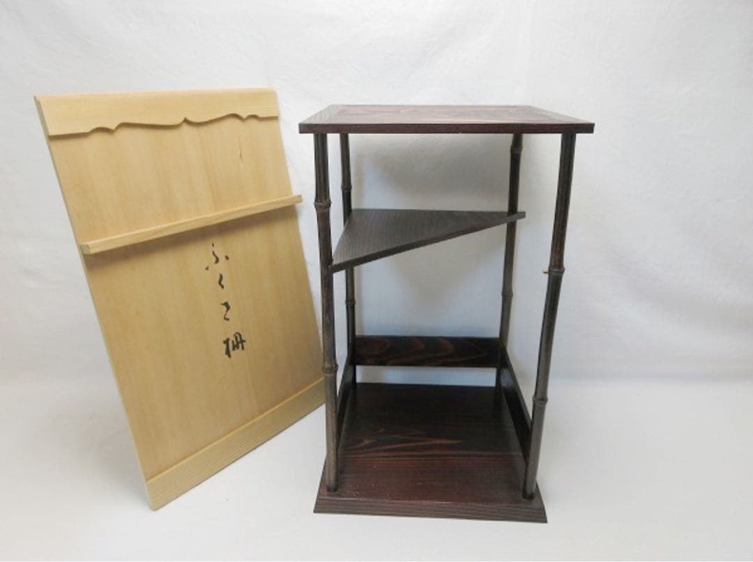 ほぼ未使用 茶道具 一茶庵 ふくさ棚 十二棚の内 煎茶棚 二重棚 茶の湯の棚共箱