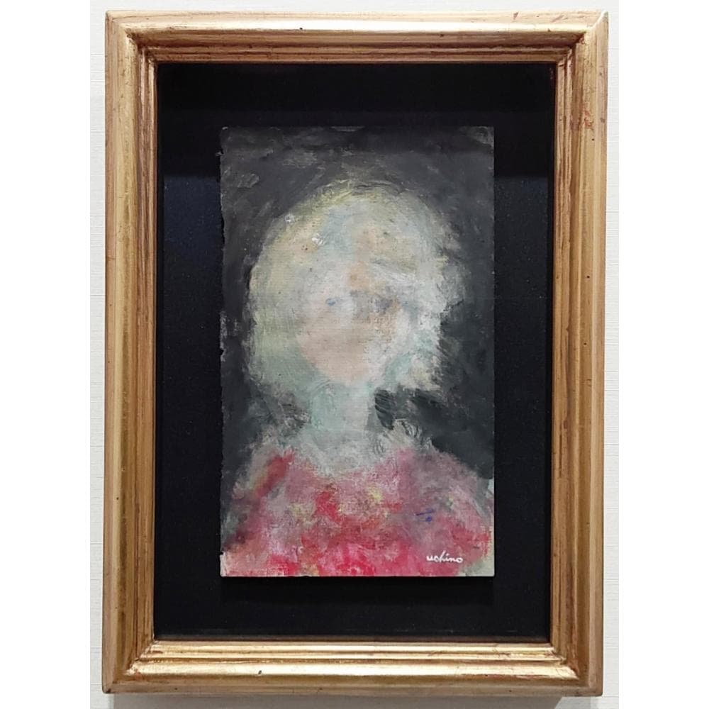 内野隆文　肖像　絵画　人物画　現代美術　アート　アンティークペーパー　古紙　額縁