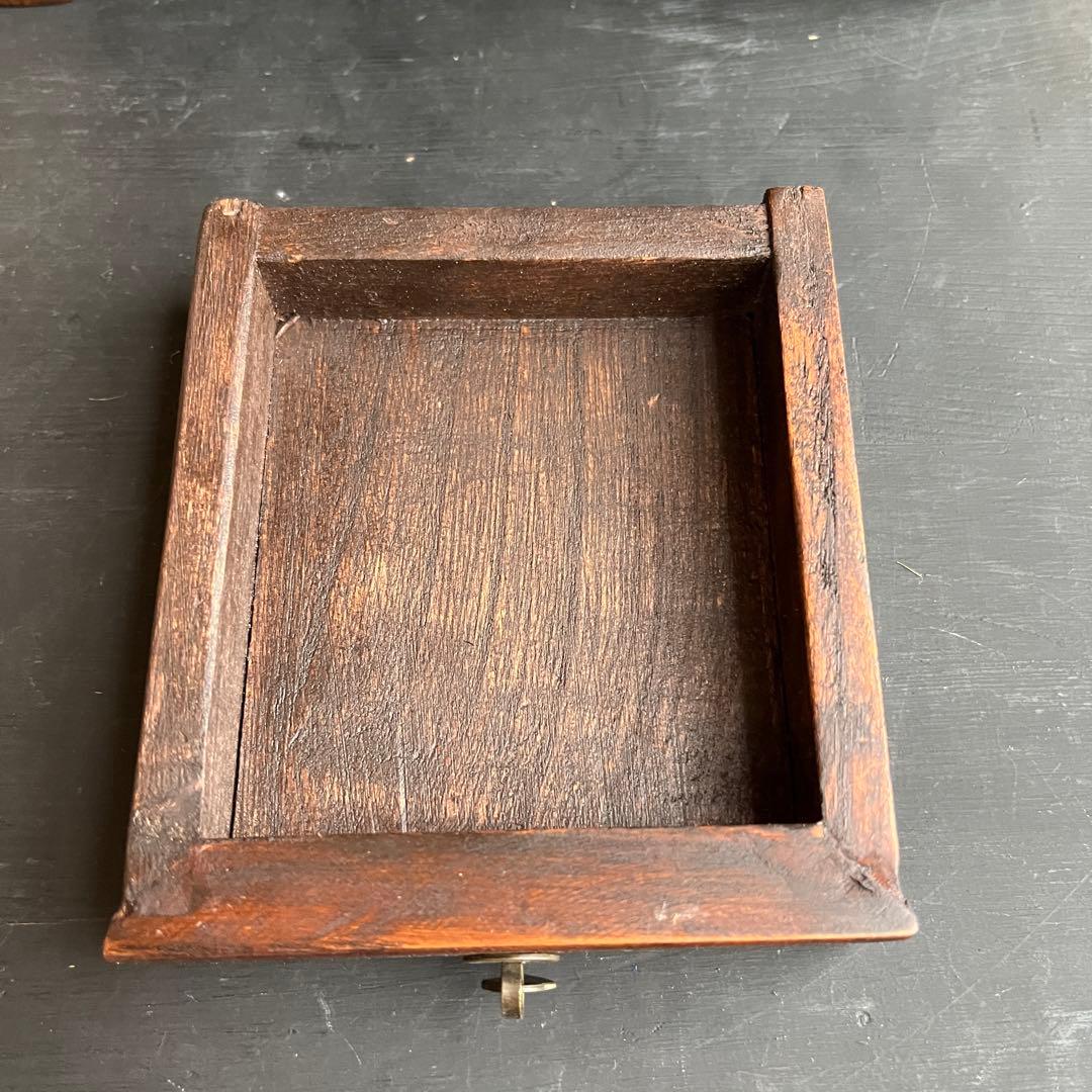 李朝 小戸棚 33㎝ 小抽斗 小振り 棚 骨董 木製 工藝